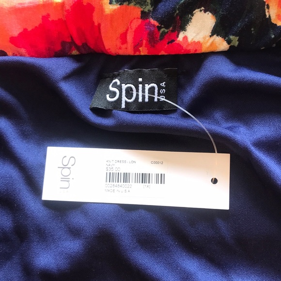 Long Navy Floral Dress - Size XL - Picture 5 of 6